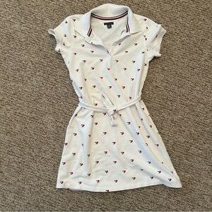 Tommy Hilfiger White Polo Dress with Heart Logo Pattern